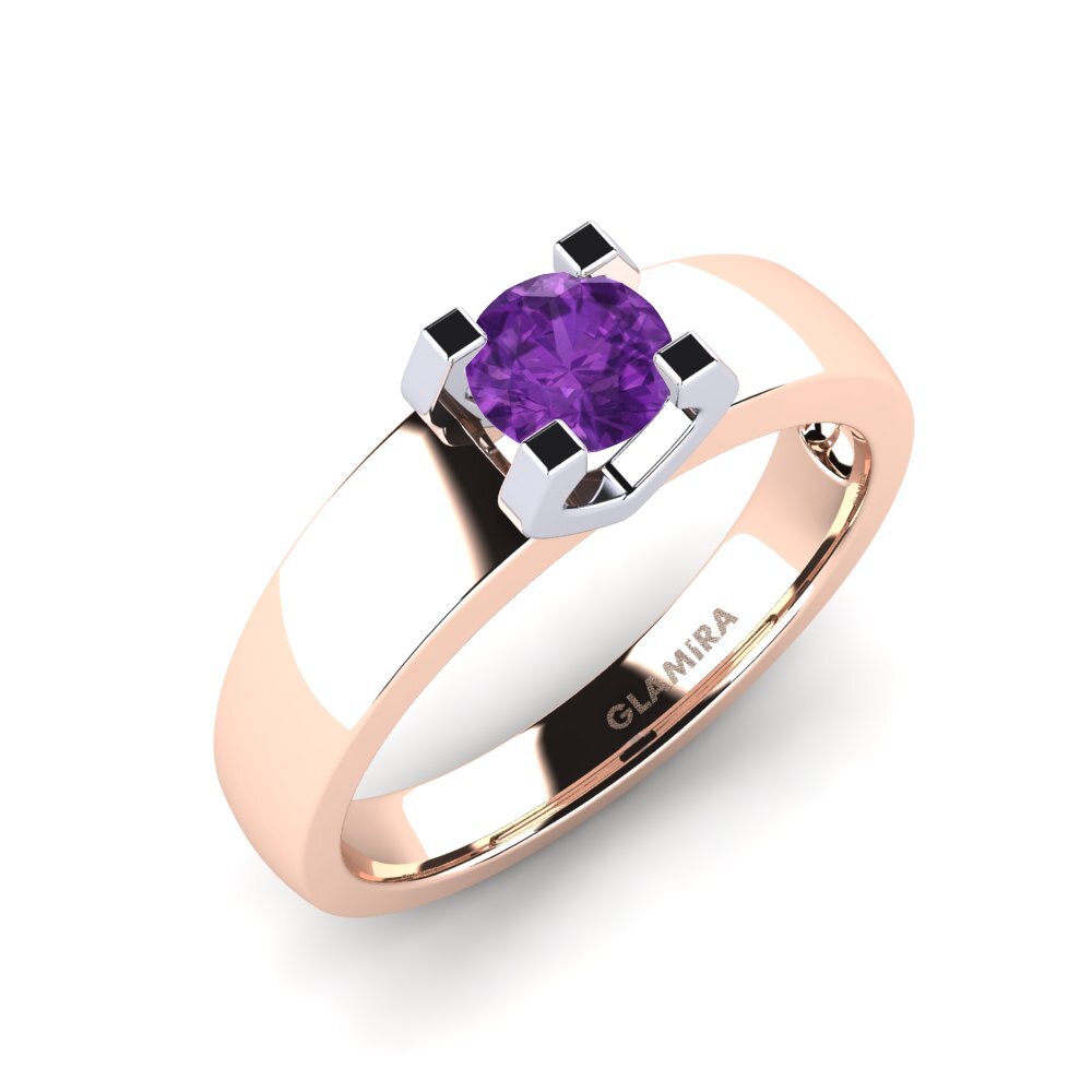 14ct Rose / White Gold Amethyst Engagement Ring Monnara