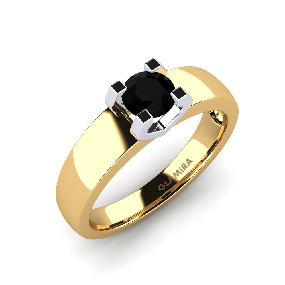 14ct Yellow / White Gold Black Diamond Engagement Ring Monnara