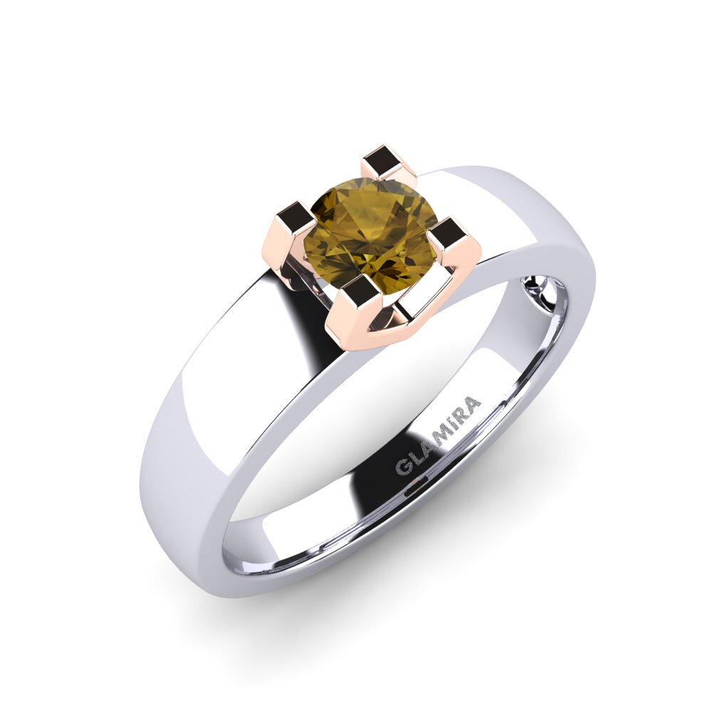 14K White & Rose Gold Brown Zircon Engagement Ring Monnara