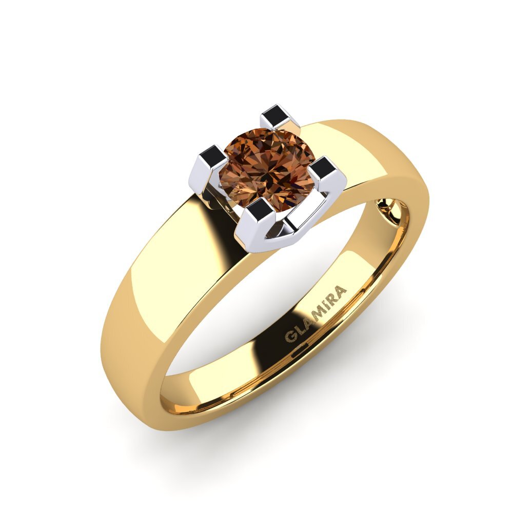 14ct Yellow / White Gold Brown Diamond Engagement Ring Monnara