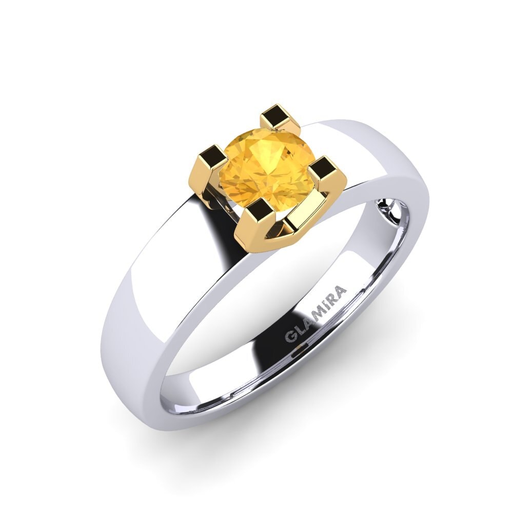 14ct White / Yellow Gold Citrine Engagement Ring Monnara