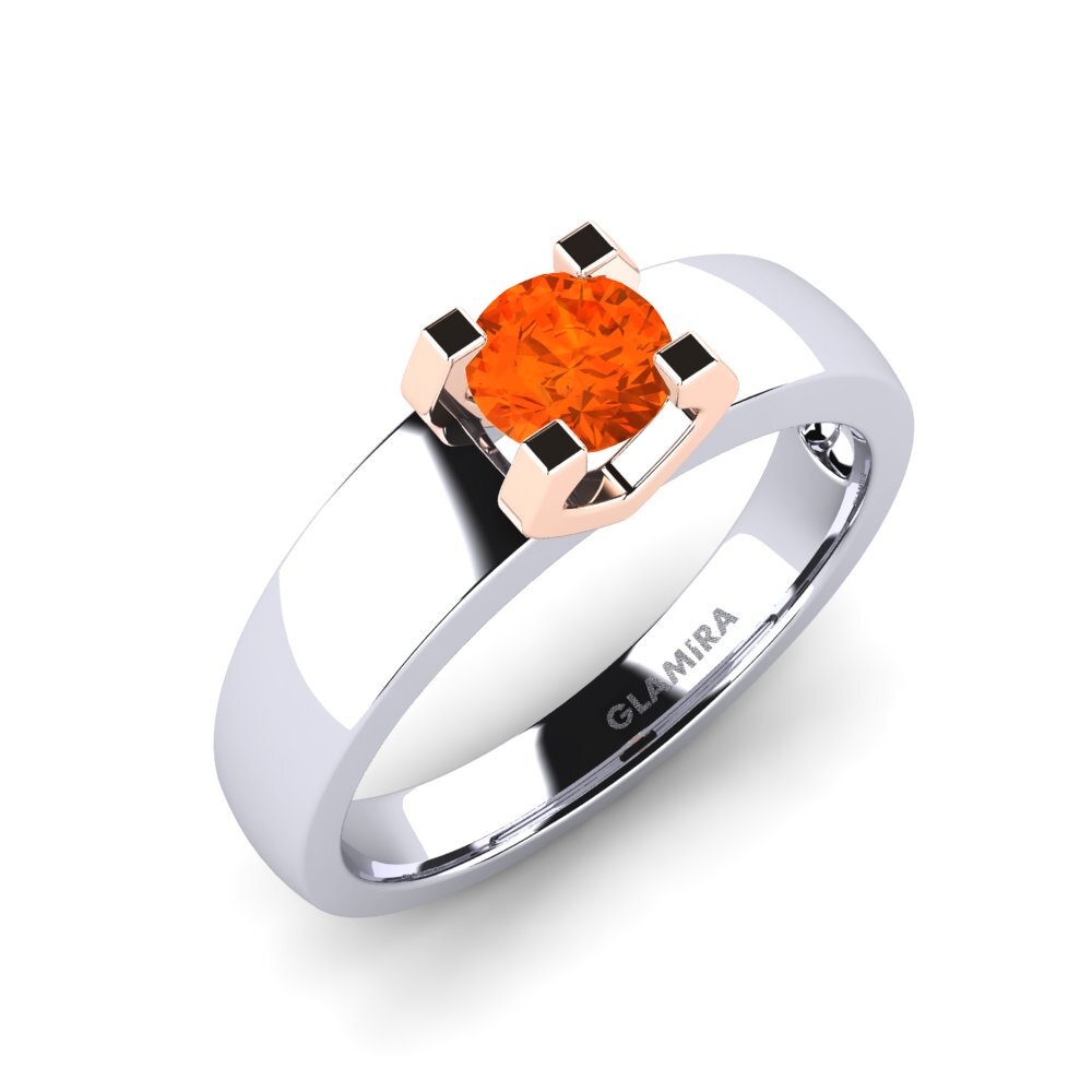 14ct White / Rose Gold Fire-Opal Engagement Ring Monnara