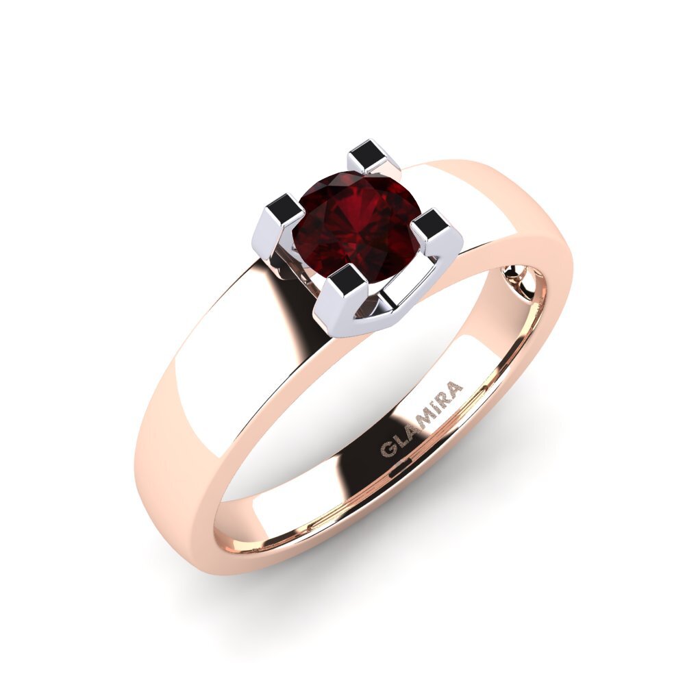 14ct Rose / White Gold Garnet Engagement Ring Monnara