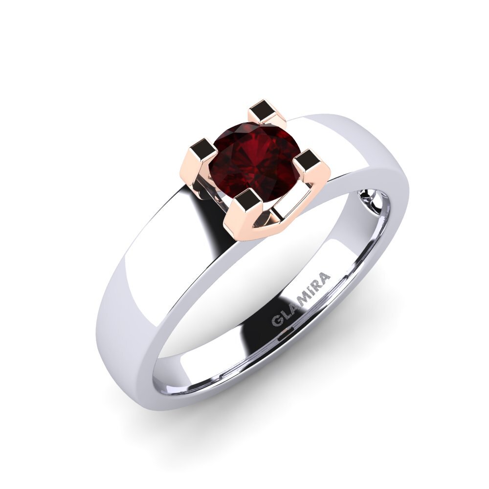 14ct White / Rose Gold Garnet Engagement Ring Monnara