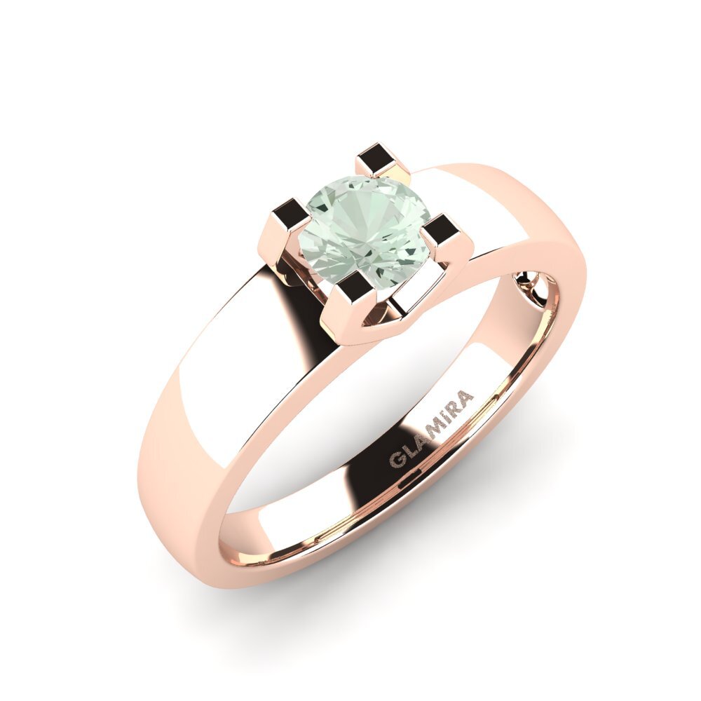 14ct Rose Gold Green Amethyst Engagement Ring Monnara