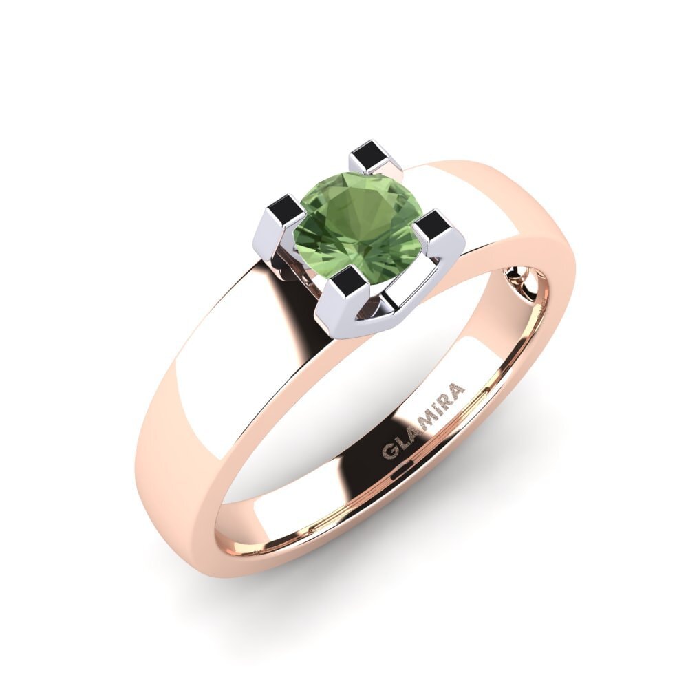 14ct Rose & White Gold Green Sapphire Engagement Ring Monnara