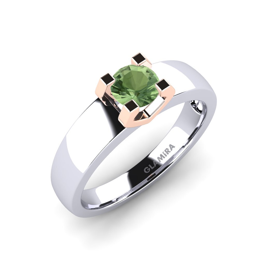 14ct White & Rose Gold Green Sapphire Engagement Ring Monnara