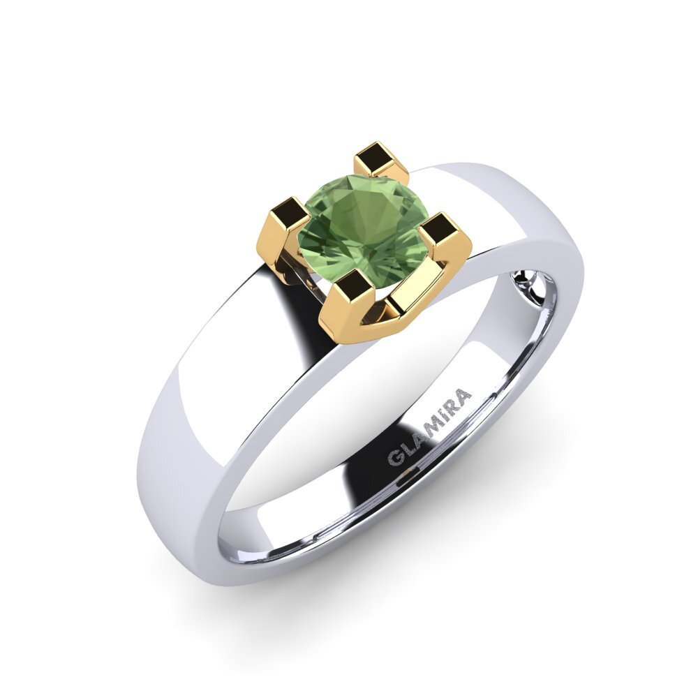 14ct White / Yellow Gold Green Sapphire Engagement Ring Monnara
