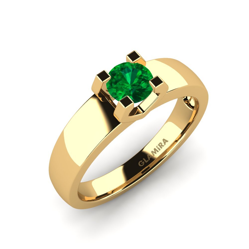 Emerald (Lab Created) Engagement Ring Monnara