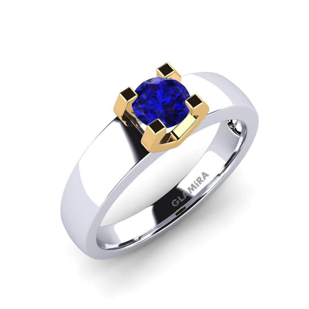 14ct White / Yellow Gold Sapphire (Lab Created) Engagement Ring Monnara