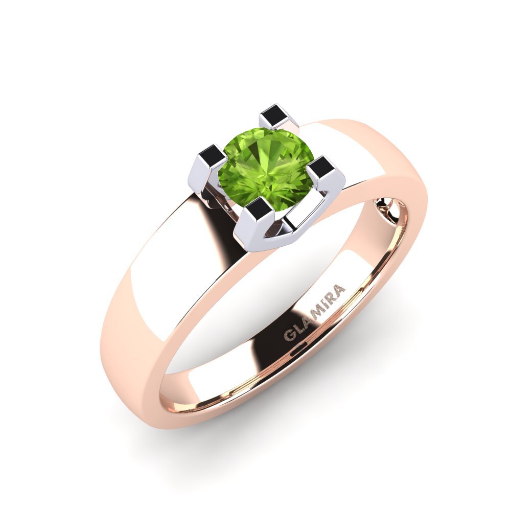 14ct Rose / White Gold Peridot Engagement Ring Monnara