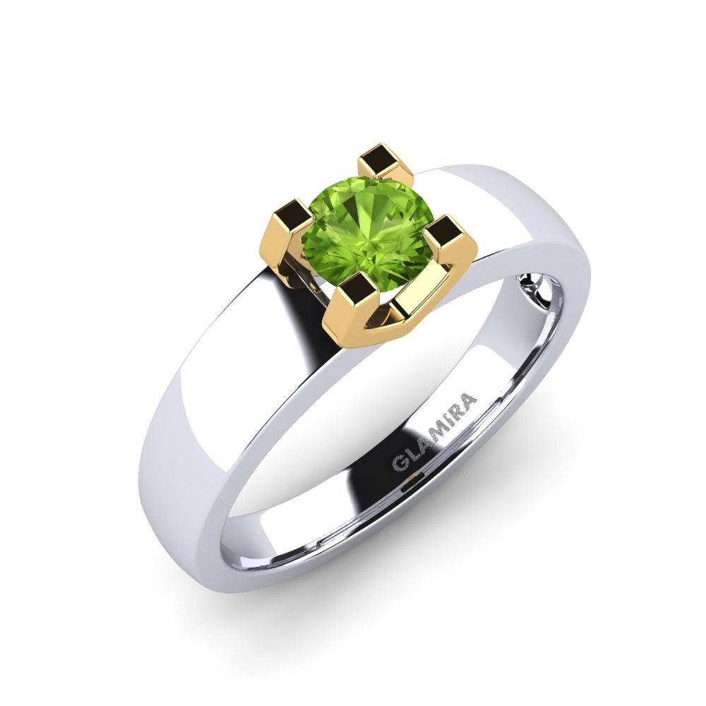 14ct White / Yellow Gold Peridot Engagement Ring Monnara