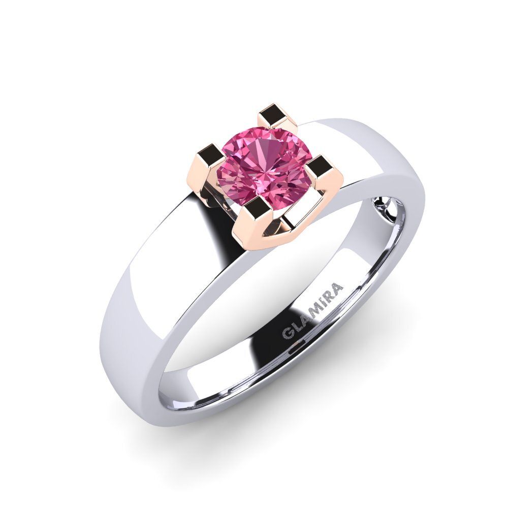 18ct White & Rose Gold Pink Tourmaline Engagement Ring Monnara