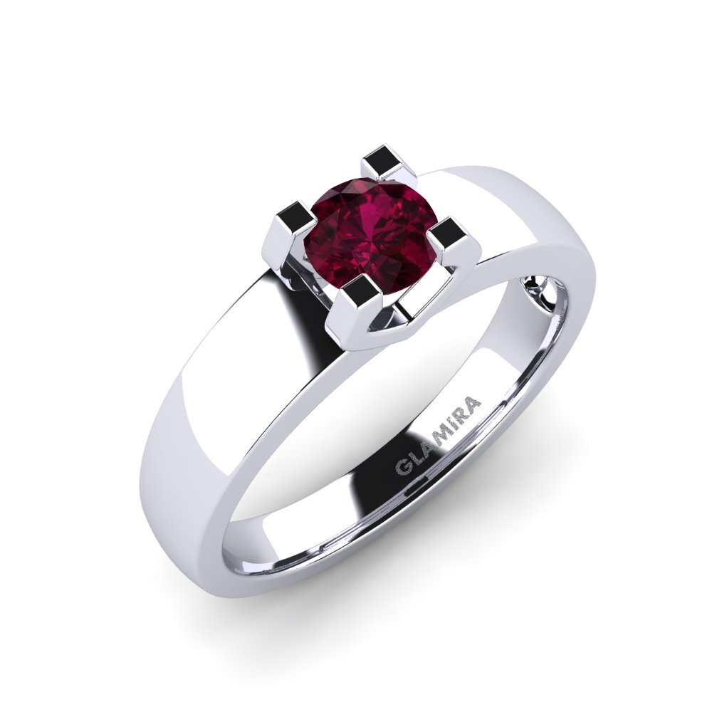 9ct White Gold Rhodolite Garnet Engagement Ring Monnara