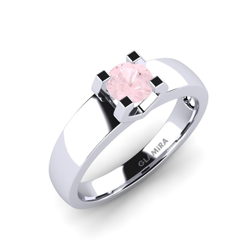 18ct White Gold Rose Quartz Engagement Ring Monnara