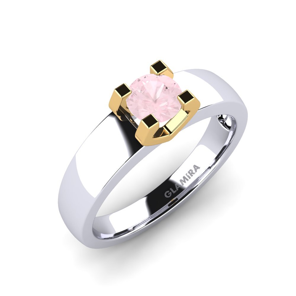 14ct White / Yellow Gold Rose Quartz Engagement Ring Monnara