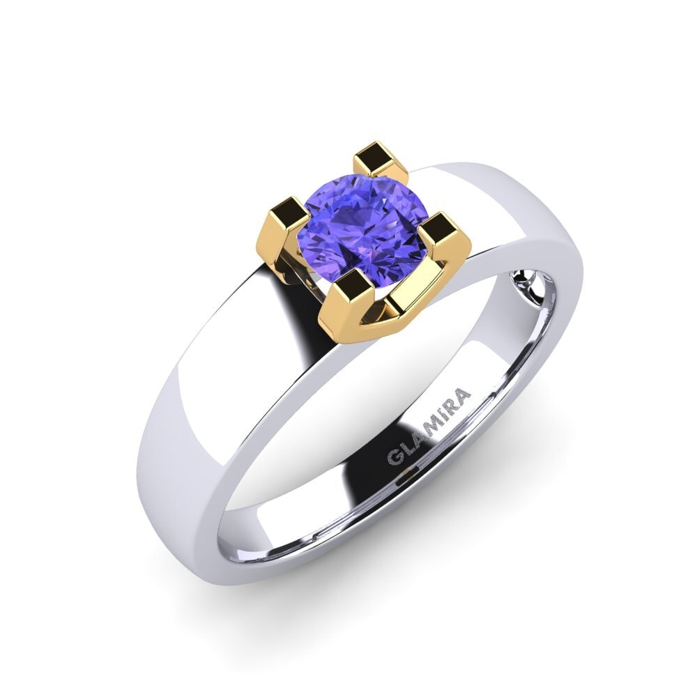 14ct White / Yellow Gold Tanzanite Engagement Ring Monnara