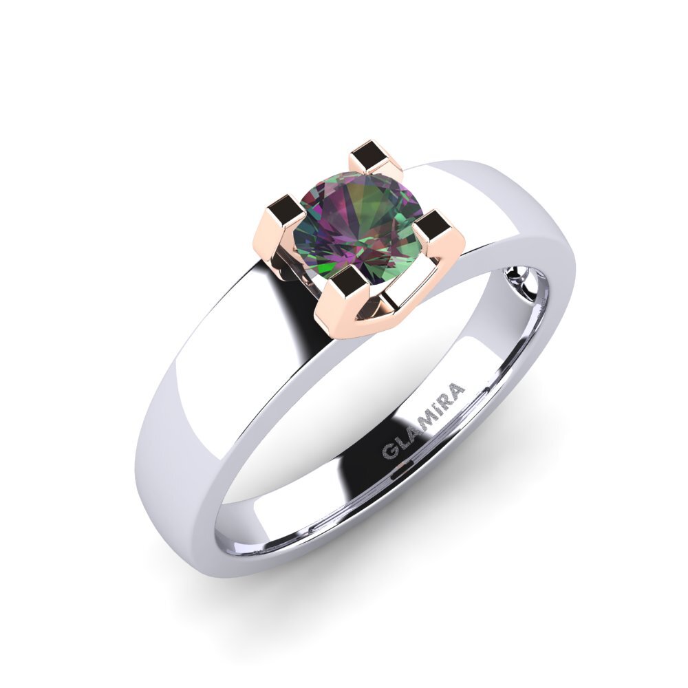 18ct White & Rose Gold Mystic Topaz Engagement Ring Monnara