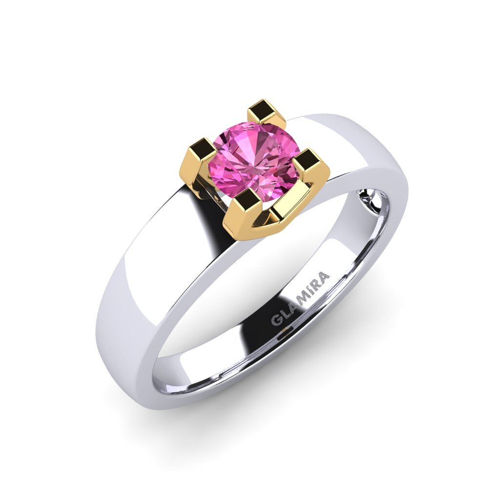14ct White / Yellow Gold Pink Topaz Engagement Ring Monnara
