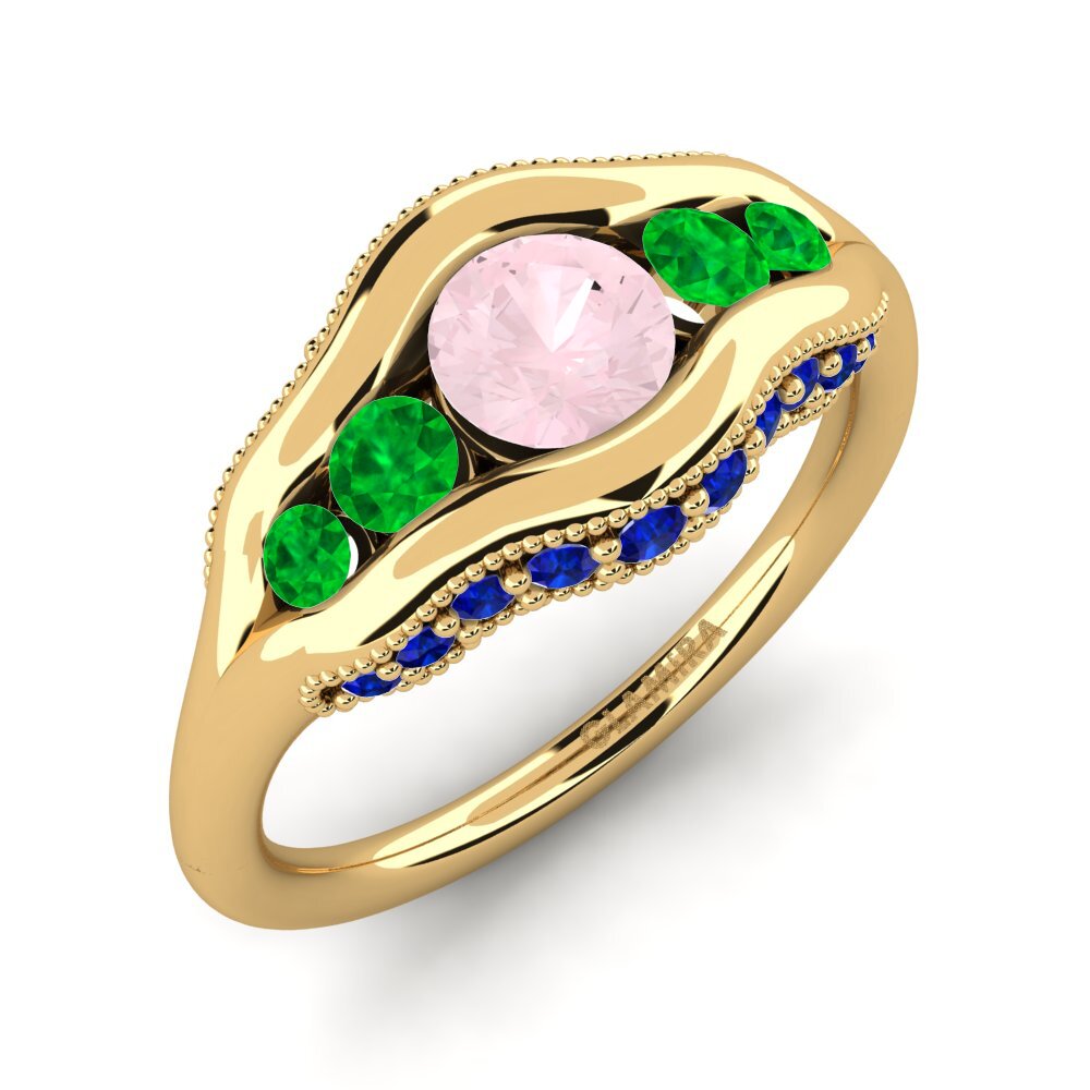 18K Yellow Gold Rose Quartz Engagement Ring Monterey