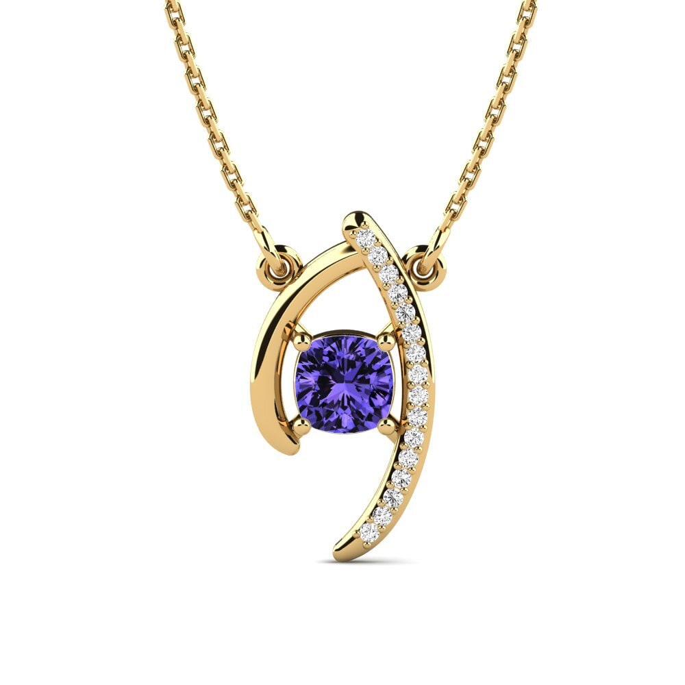 Gelbgold 585 Tansanit Damen halskette Montiara
