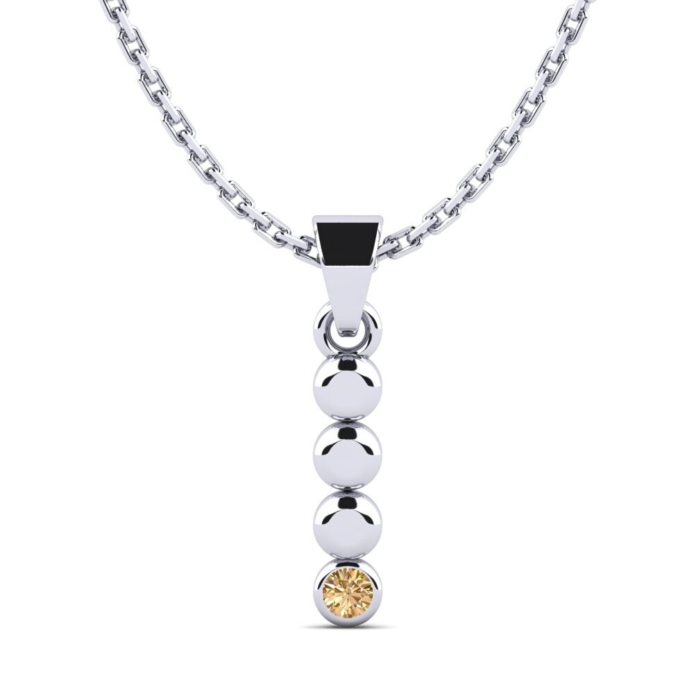 14k Oro Blanco Diamante café Colgante de Mujer Montrose