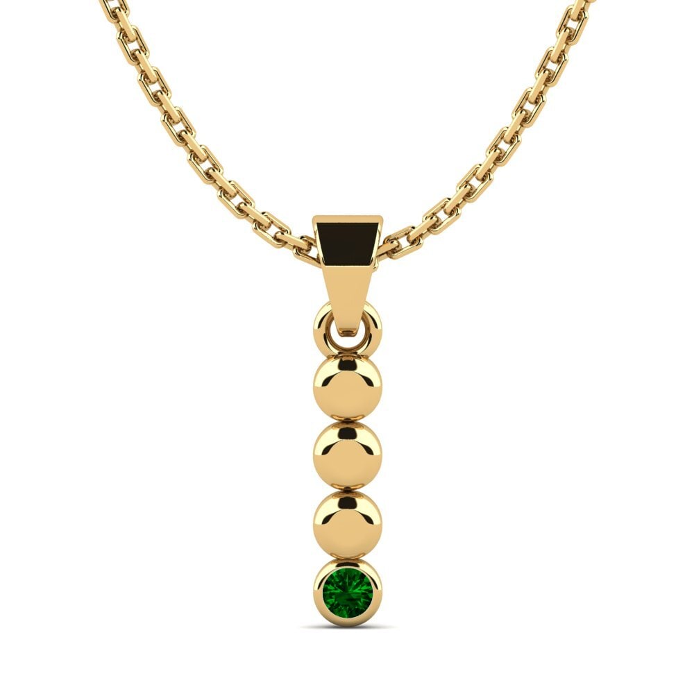 9k Oro Amarillo Circonita Verde Colgante de Mujer Montrose