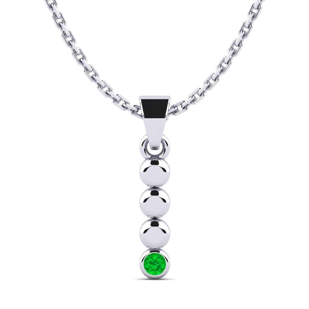 14k Oro Blanco Esmeralda Colgante de Mujer Montrose