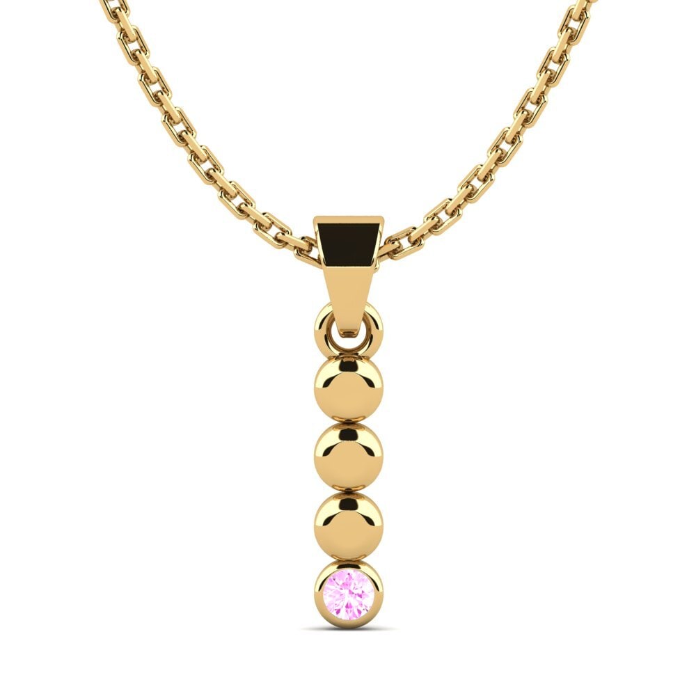 9k Oro Amarillo Zafiro Rosado Colgante de Mujer Montrose