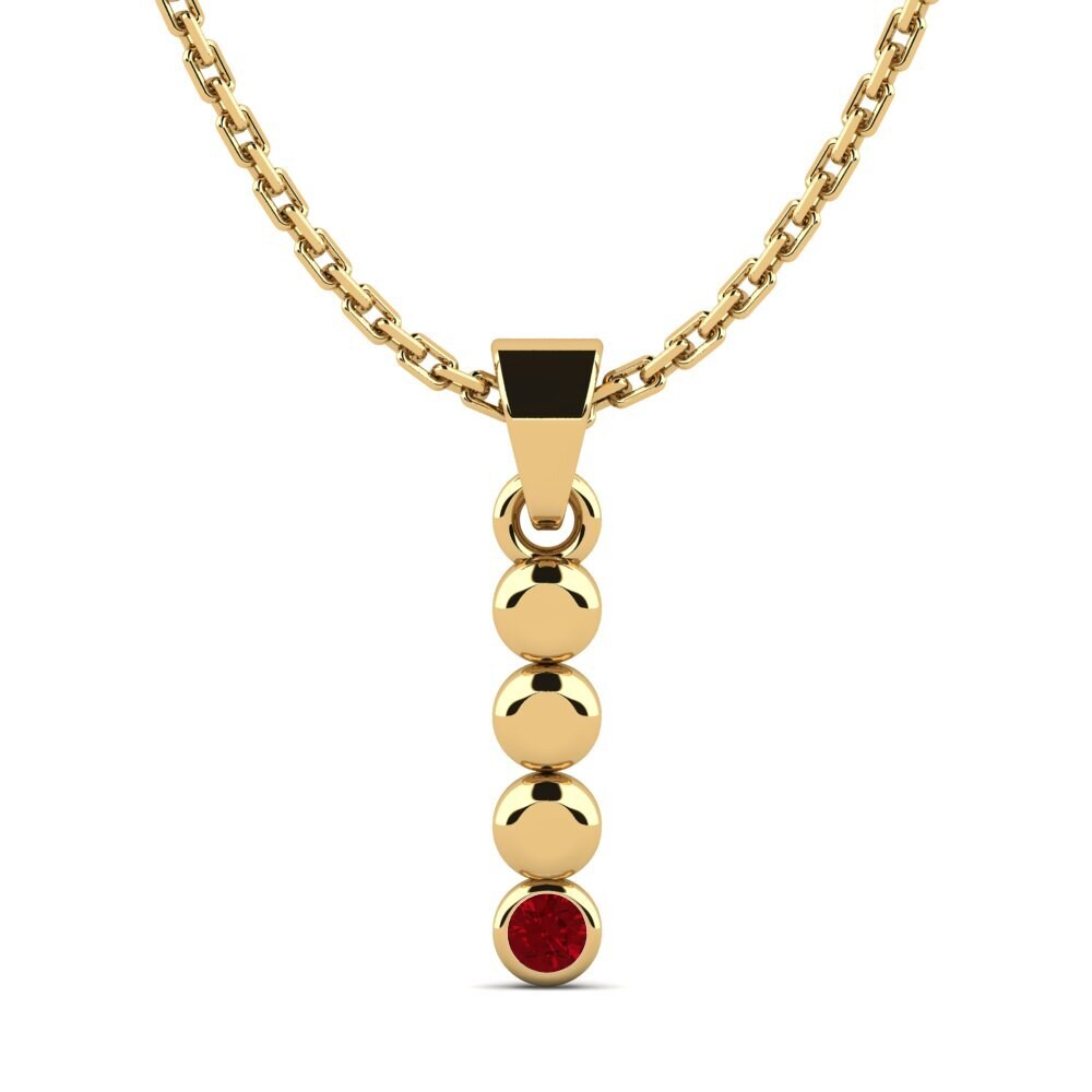 9k Oro Amarillo Circonita Roja Colgante de Mujer Montrose