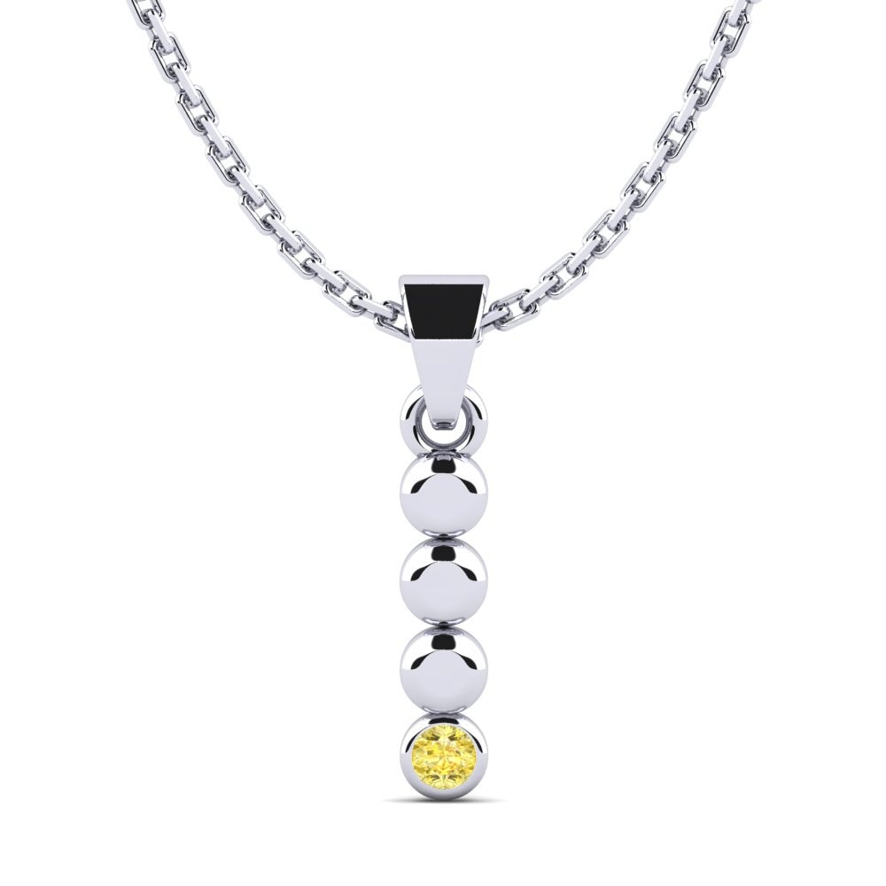 18k Oro Blanco Zafiro amarillo Colgante de Mujer Montrose