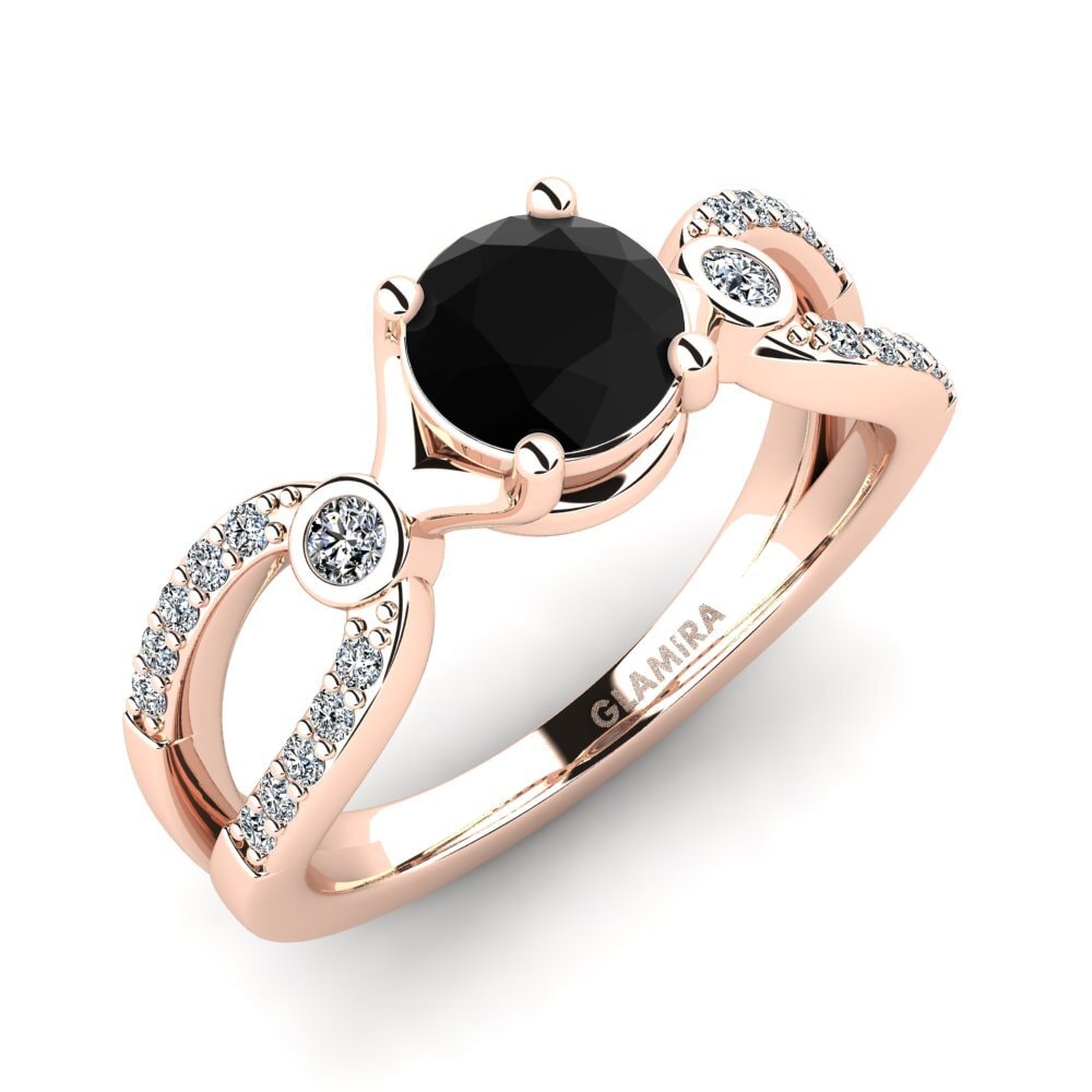 Oro Rosso 585 Diamante Nero Anello da donna Moolpira