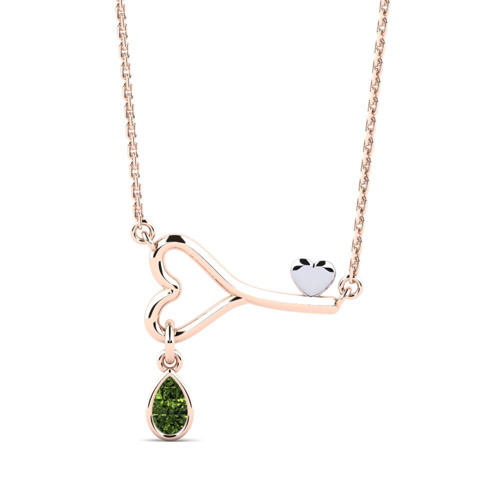 18k Oro Rosa & Blanco Zafiro Verde Collar de Mujer Morath