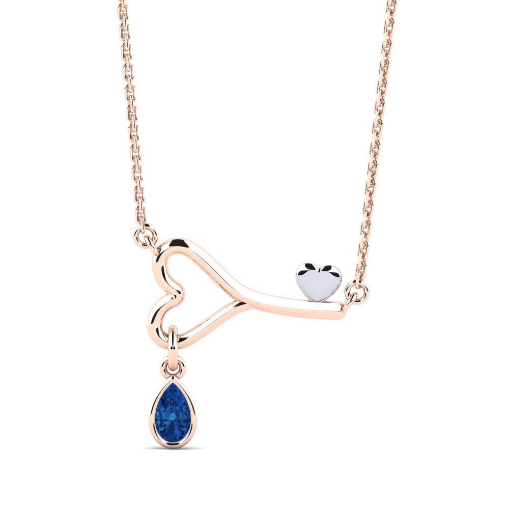 9k Oro Rosa & Blanco Circonita Azul Oscuro Collar de Mujer Morath