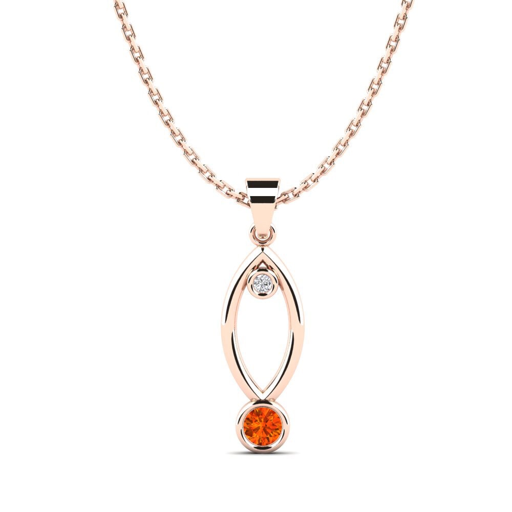 14k Oro Rosa Zafiro Naranja Colgante de Mujer Morbido