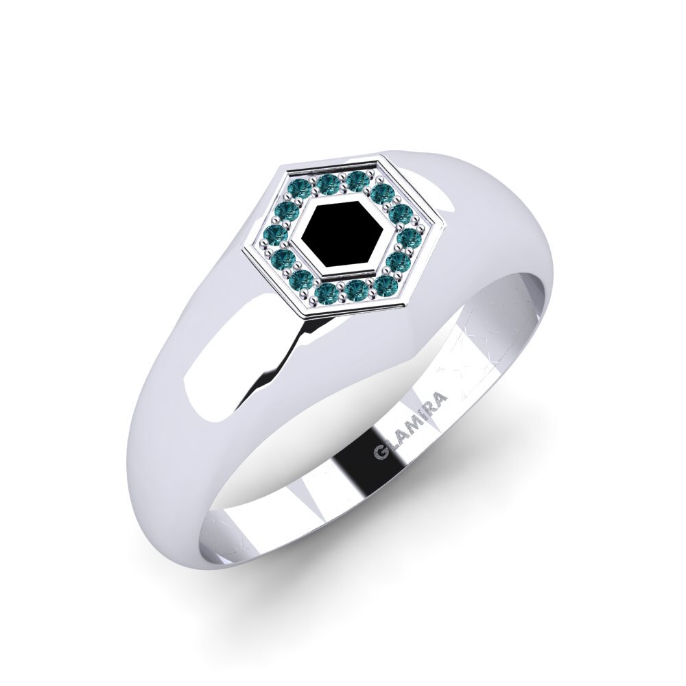 Plata 925 Diamante Azul Anillo de Hombre Morfema