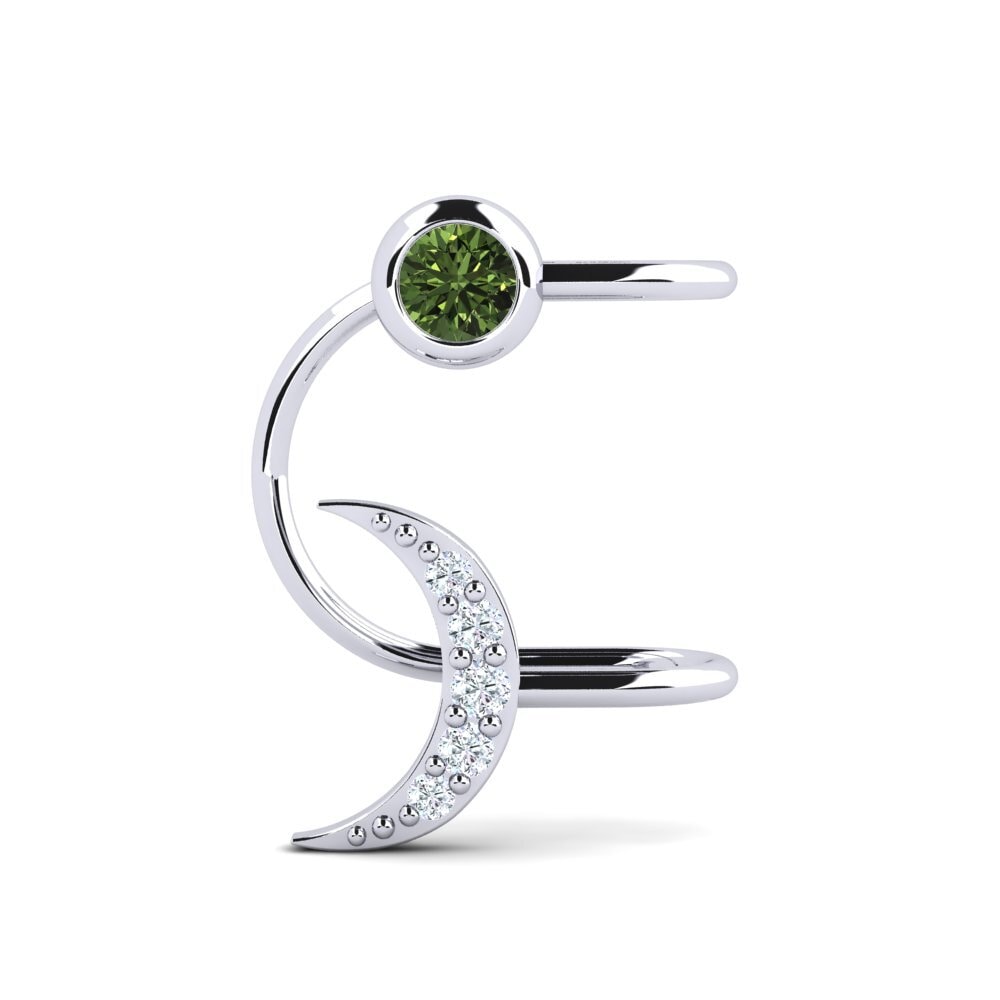 18k Oro Blanco Zafiro Verde Pendiente de mujer Morgana
