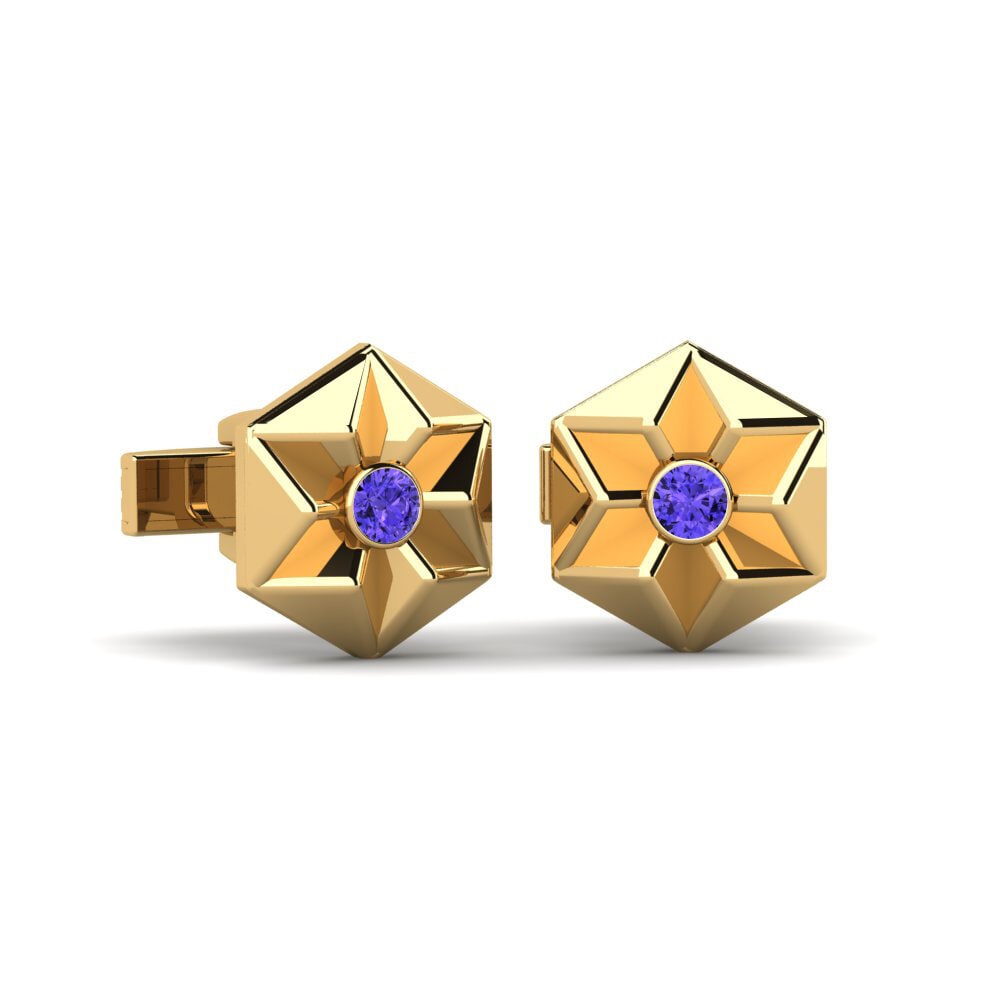 14ct Yellow Gold Tanzanite Cufflink Morgen