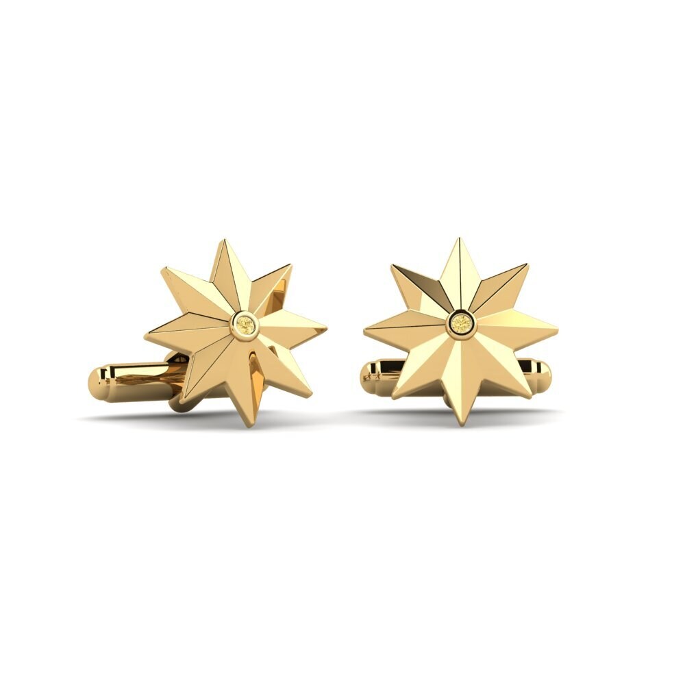 585 Gult Guld Gul Diamant Manchetknap Moriaha