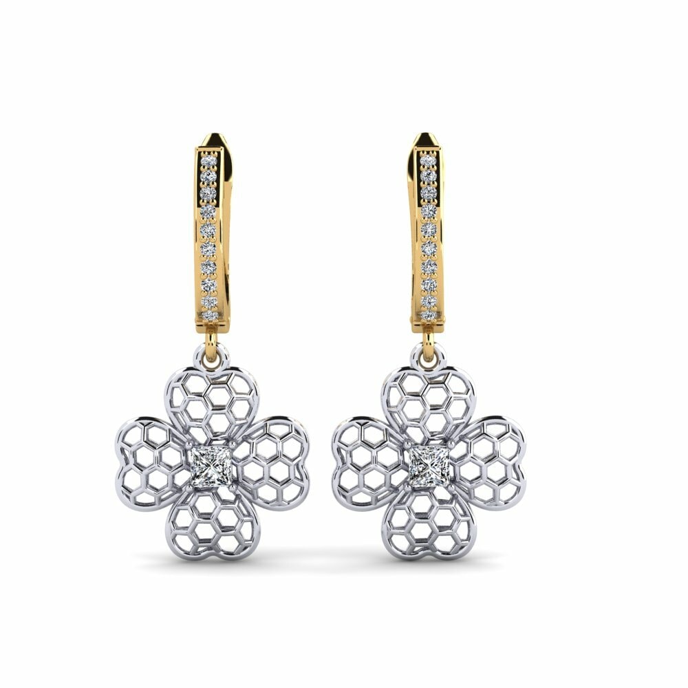 14k Oro Amarillo & Blanco Pendiente de mujer Morpho