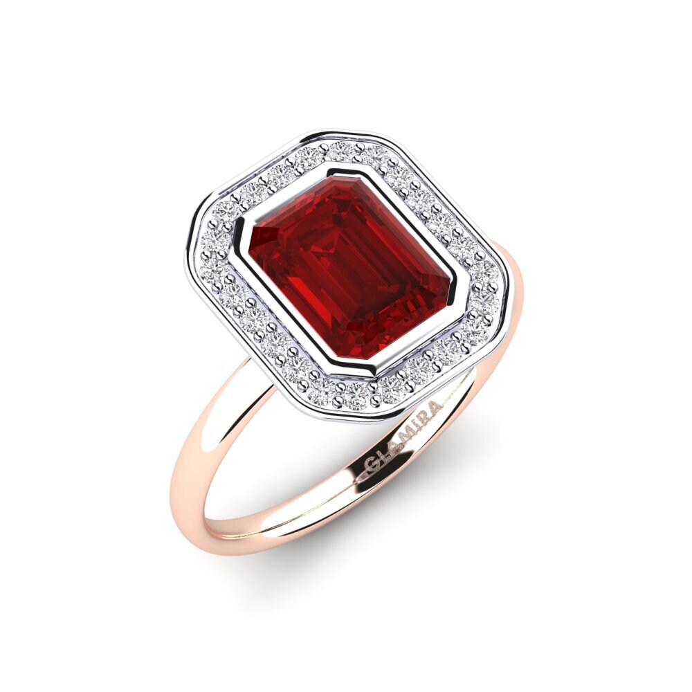 18ct White & Rose Gold Ruby (Lab Created) Engagement Ring Morte