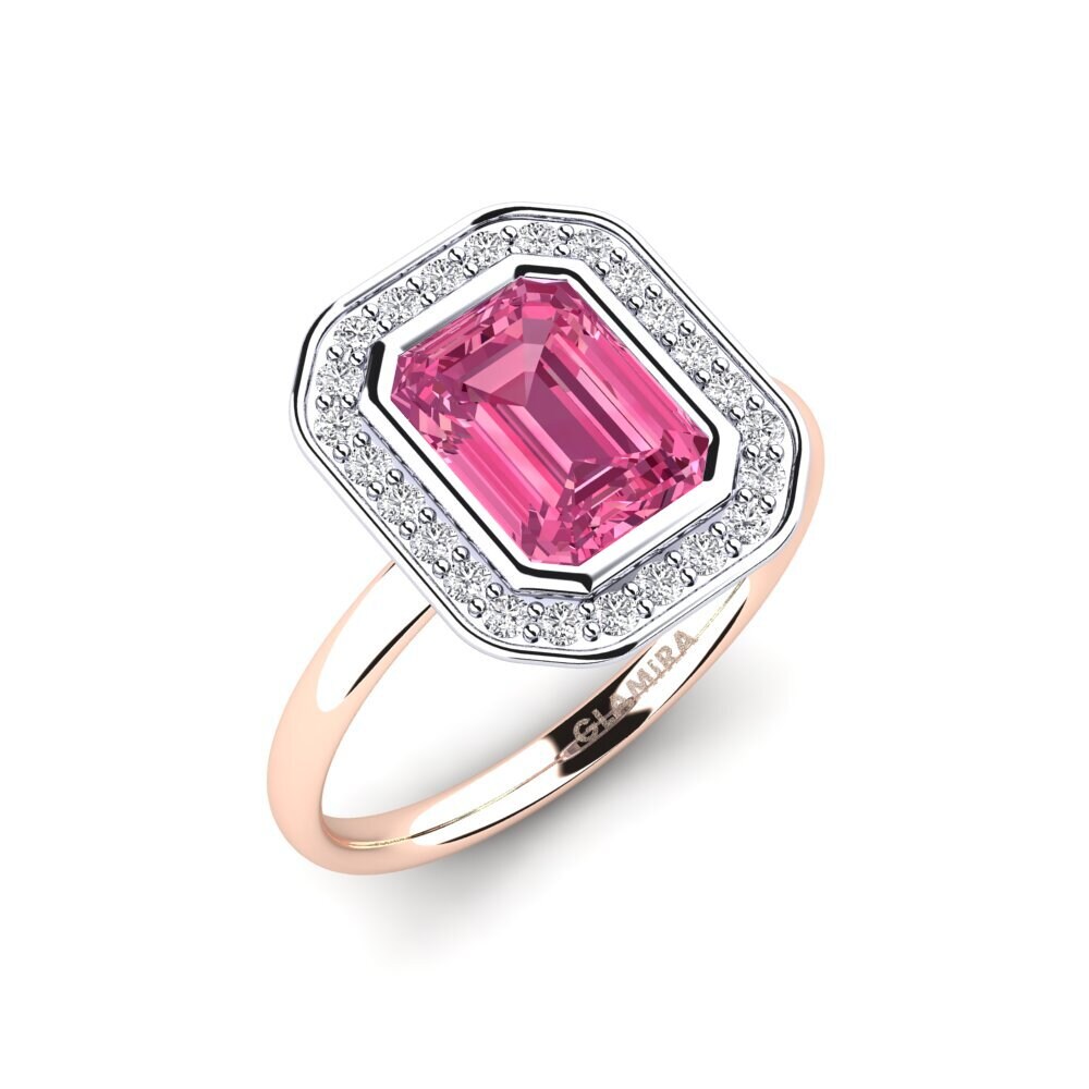 14ct White & Rose Gold Pink Tourmaline Engagement Ring Morte