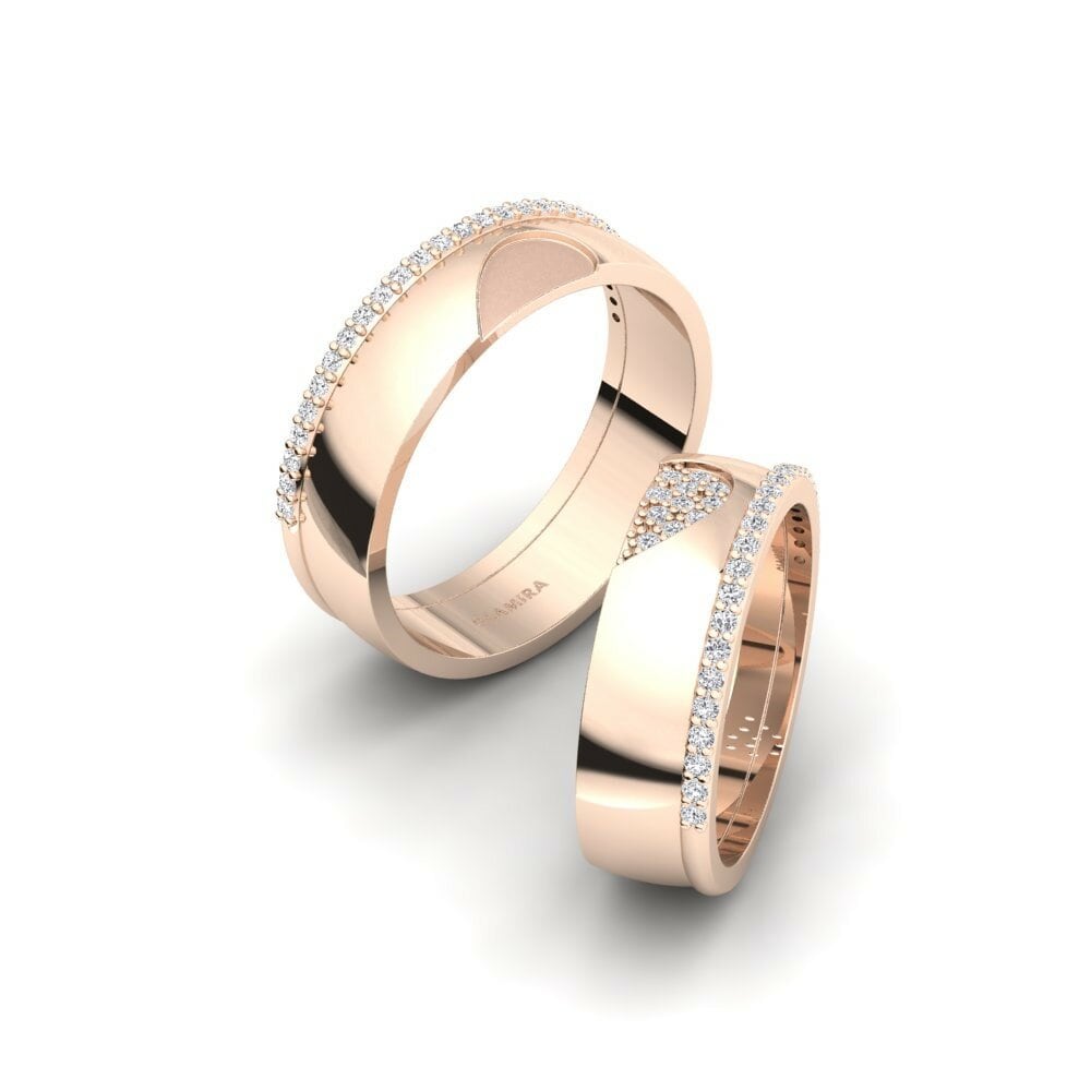 Or rose 14k Diamant Bague de Mariage Motema Pair
