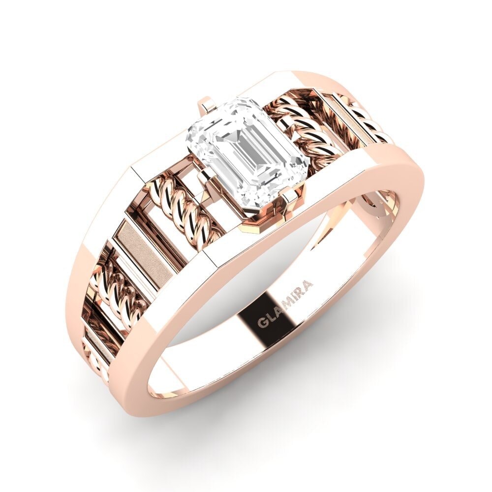 Oro Rosso 375 Zaffiro Bianco Anello da uomo Motivo