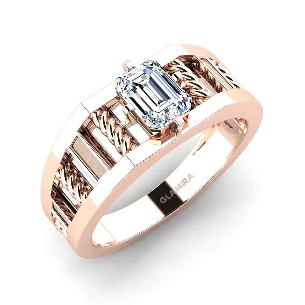 Oro Rosso 375 Zircone Anello da uomo Motivo
