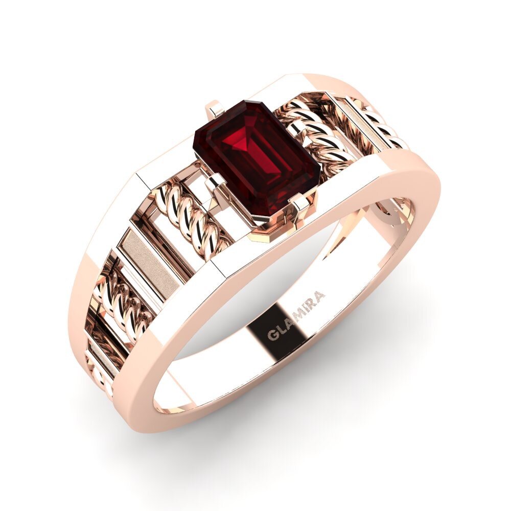 Oro Rosso 750 Granato Anello da uomo Motivo
