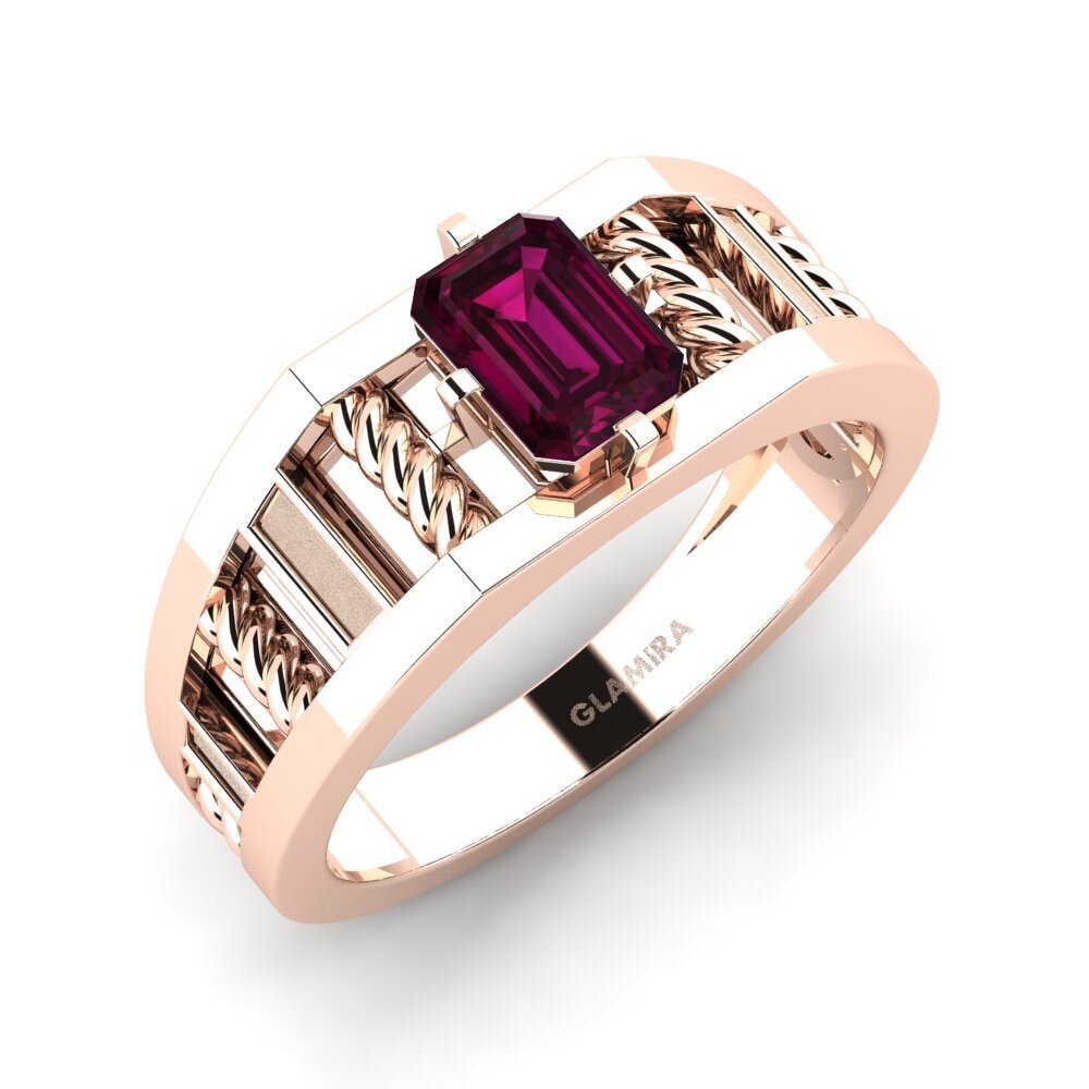 9ct Rose Gold Rhodolite Garnet Men's Ring Motivo