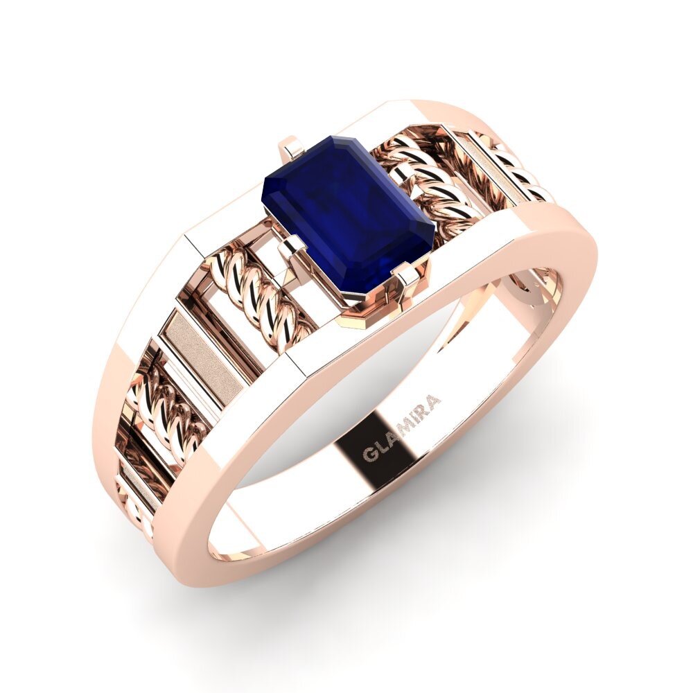 Oro Rosso 585 Zaffiro Anello da uomo Motivo