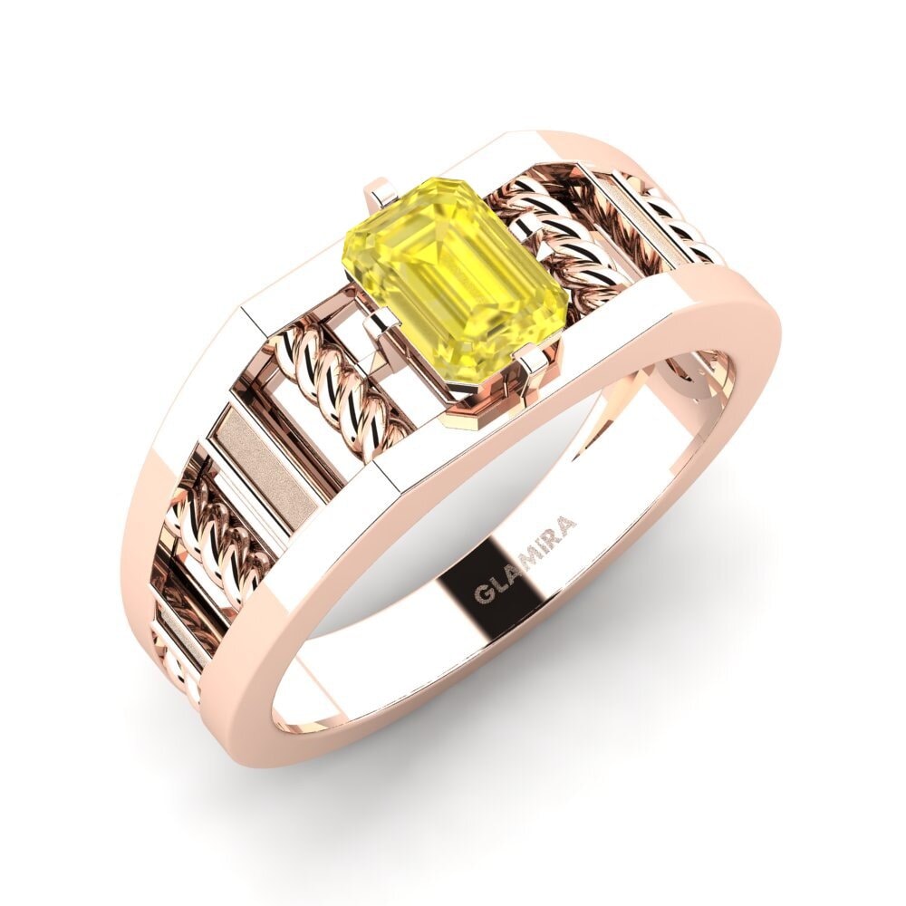 14k Rose Gold Yellow Sapphire Men's Ring Motivo
