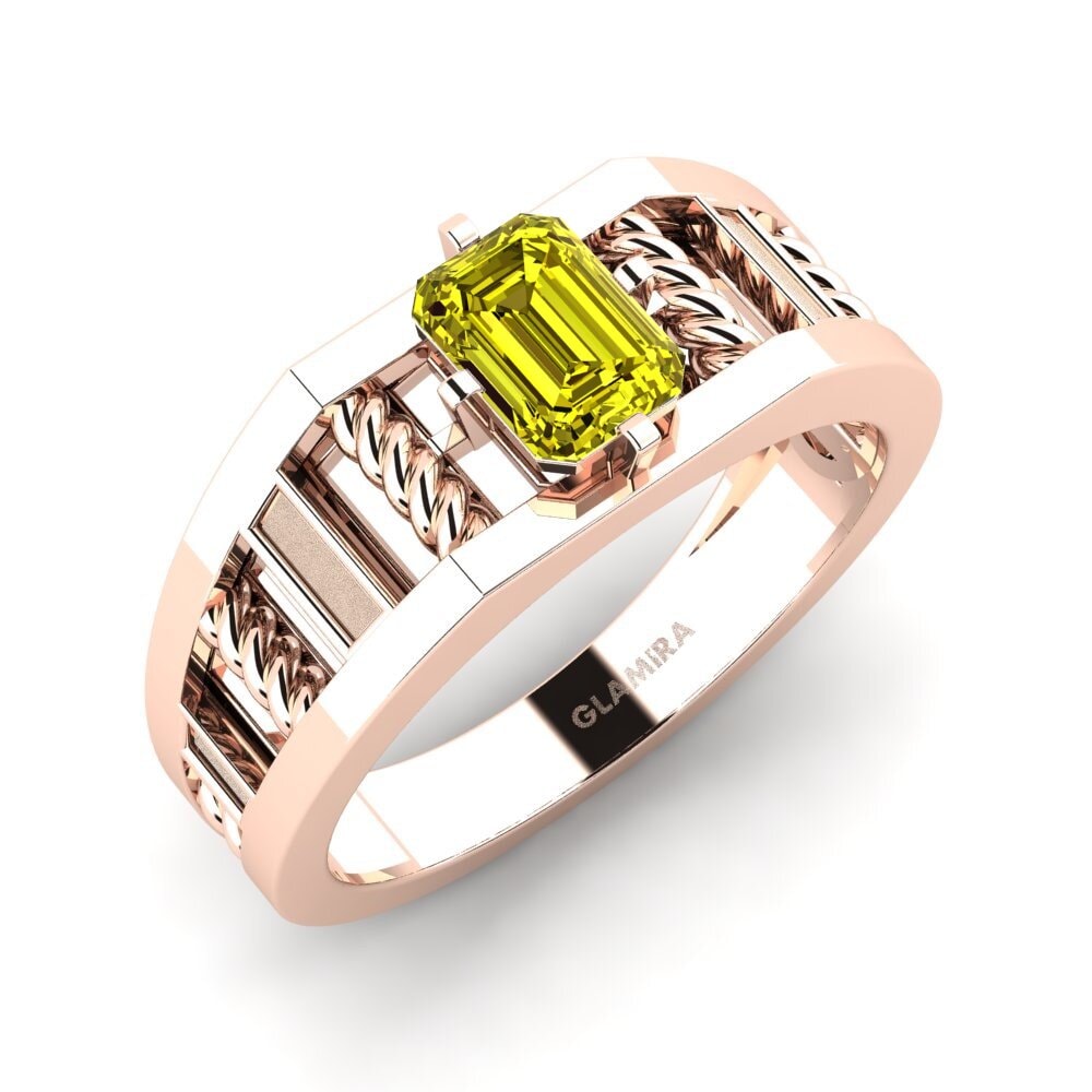 Oro Rosso 750 Diamante Giallo Anello da uomo Motivo